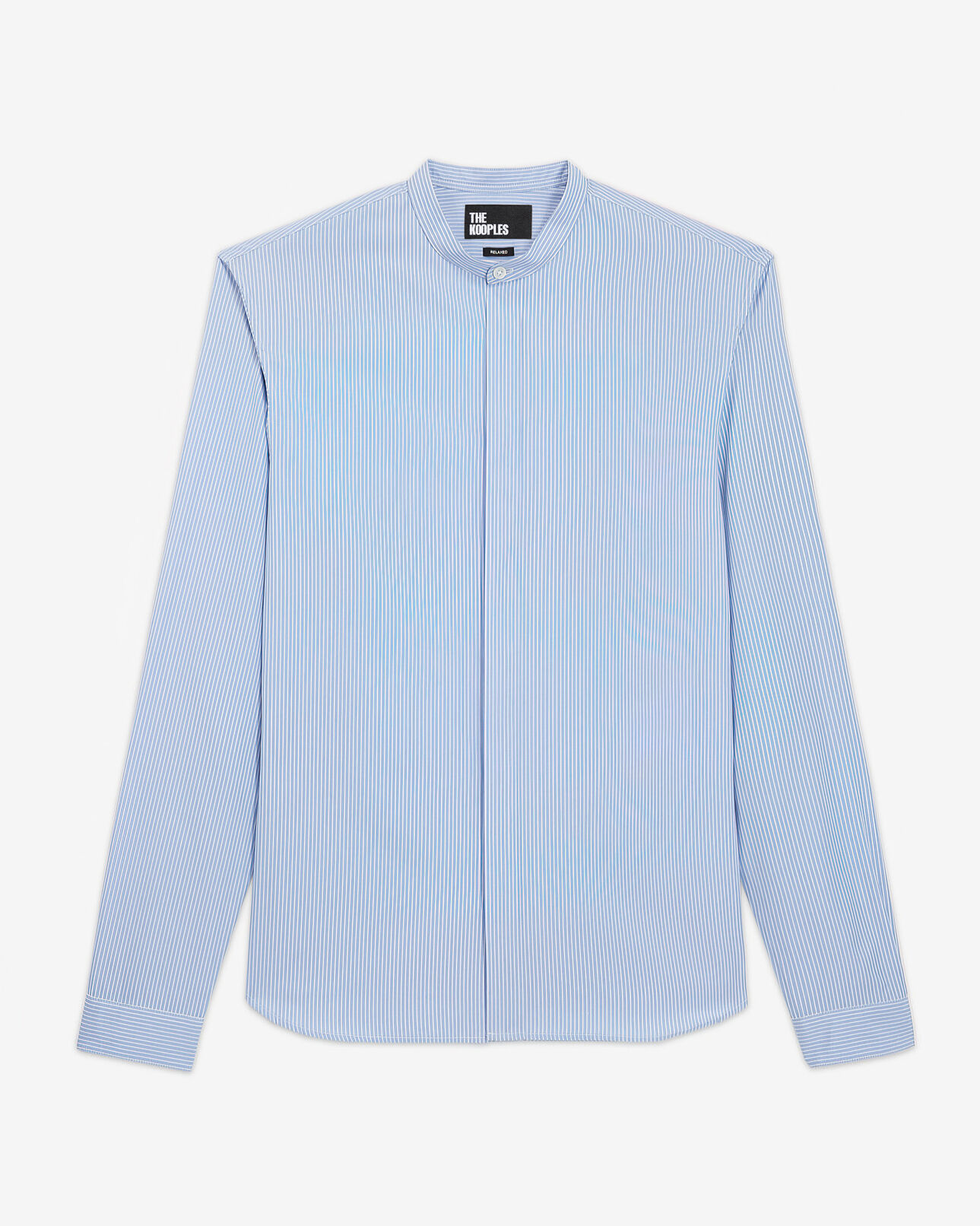 The Kooples HERREN WHITE / SKY BLUE blaues hemd mit streifen und stehkragen