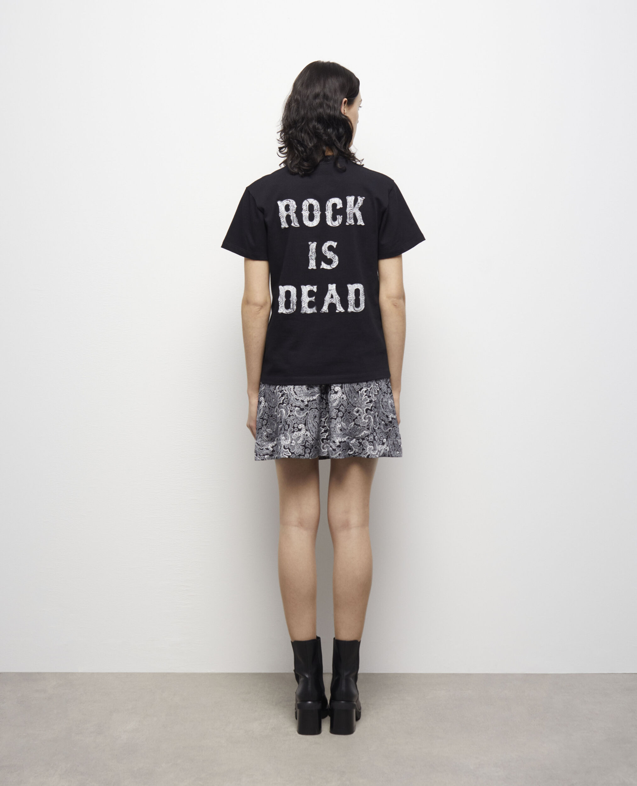 Camiseta serigrafiada negra para mujer, BLACK, hi-res image number null