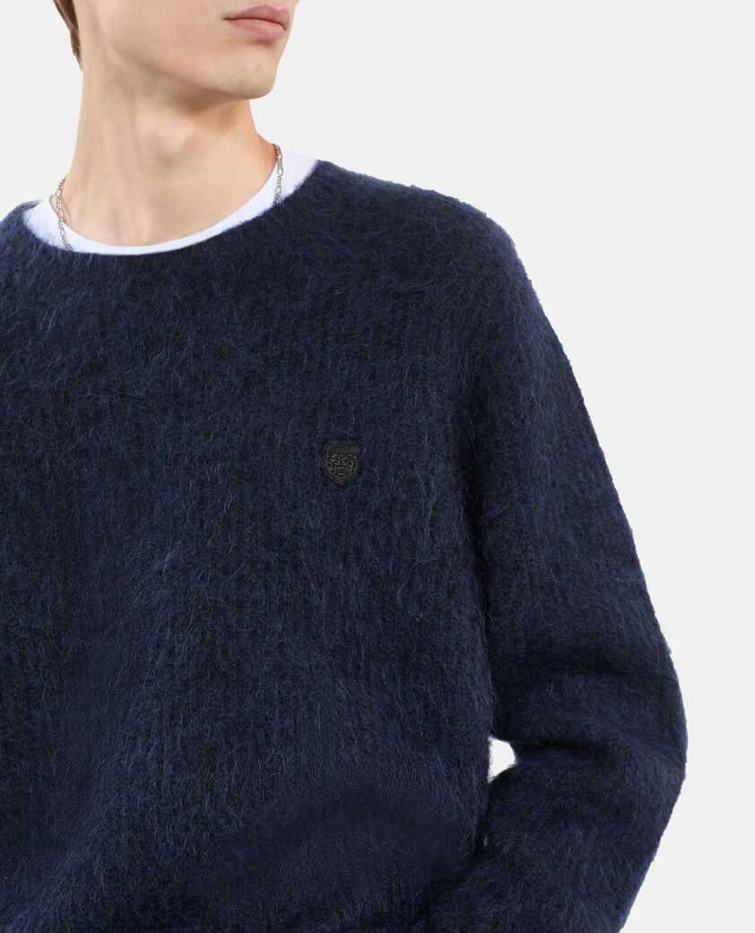 The Kooples HOMME NAVY pull en mohair et laine bleu marine