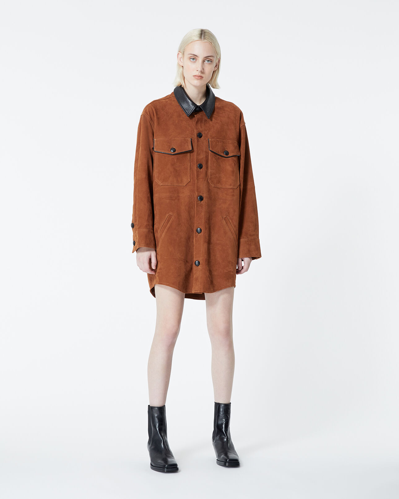 The Kooples FEMME CAMEL chemise en daim marron