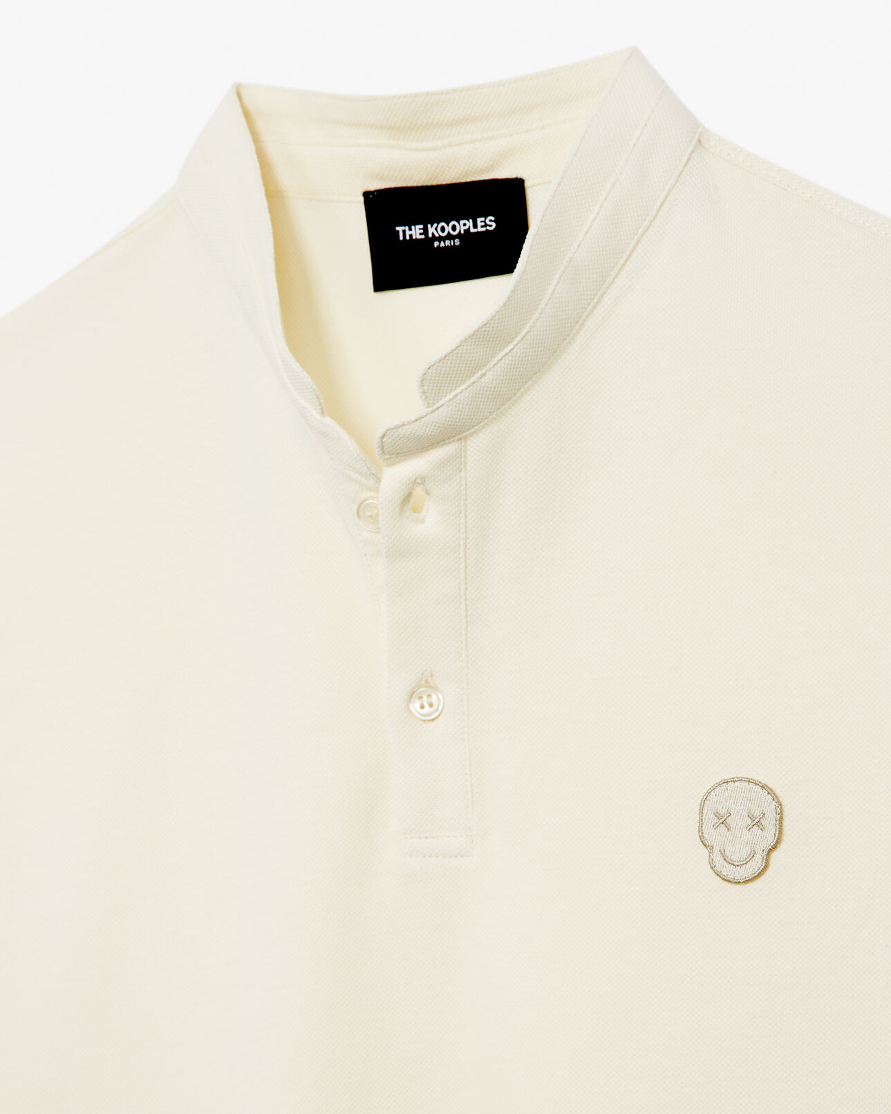 The Kooples HERREN CREAM poloshirt cremefarben offizierskragen badge
