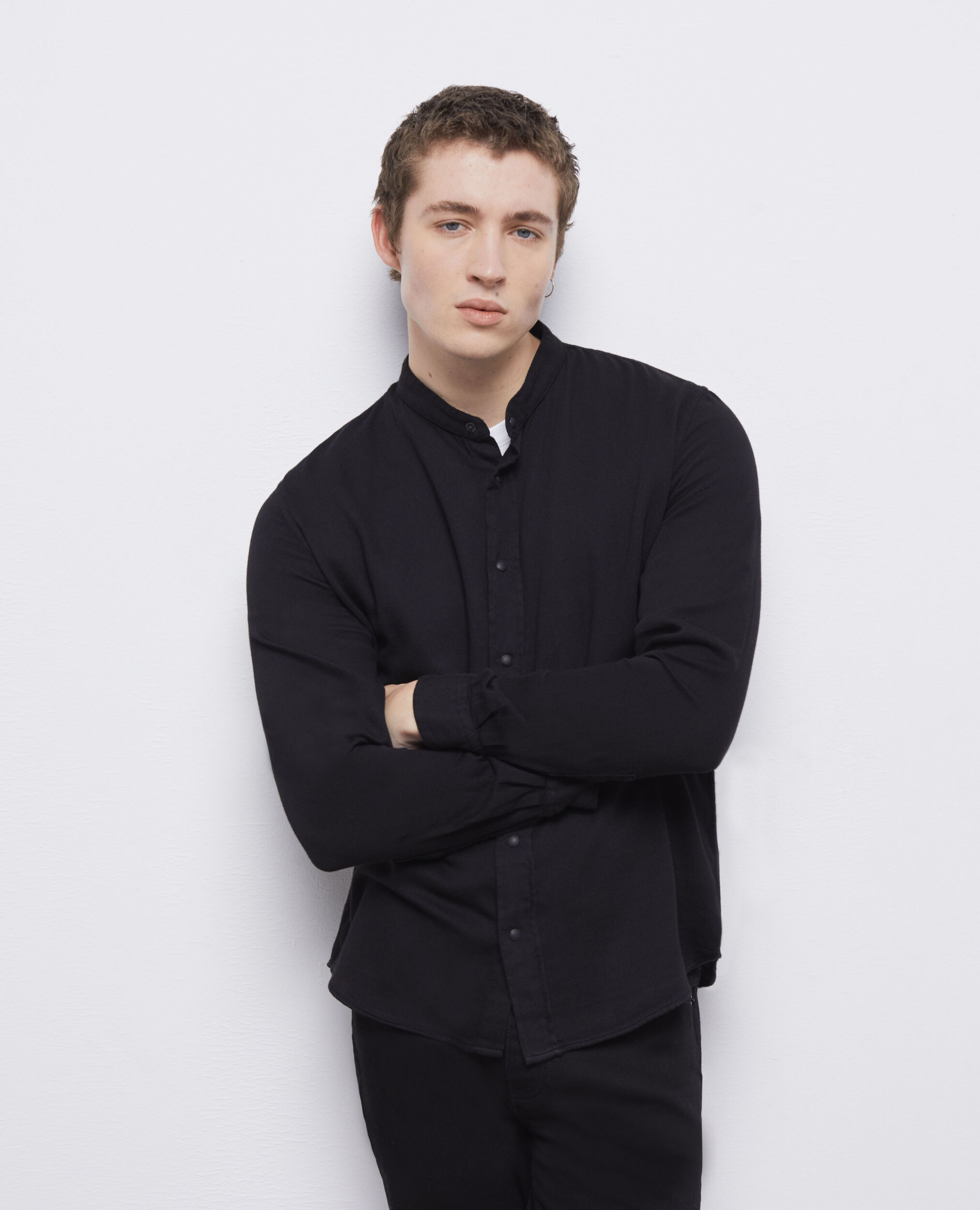 Casual black shirt, BLACK, hi-res image number null