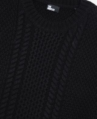 The Kooples MEN BLACK black wool cable sweater