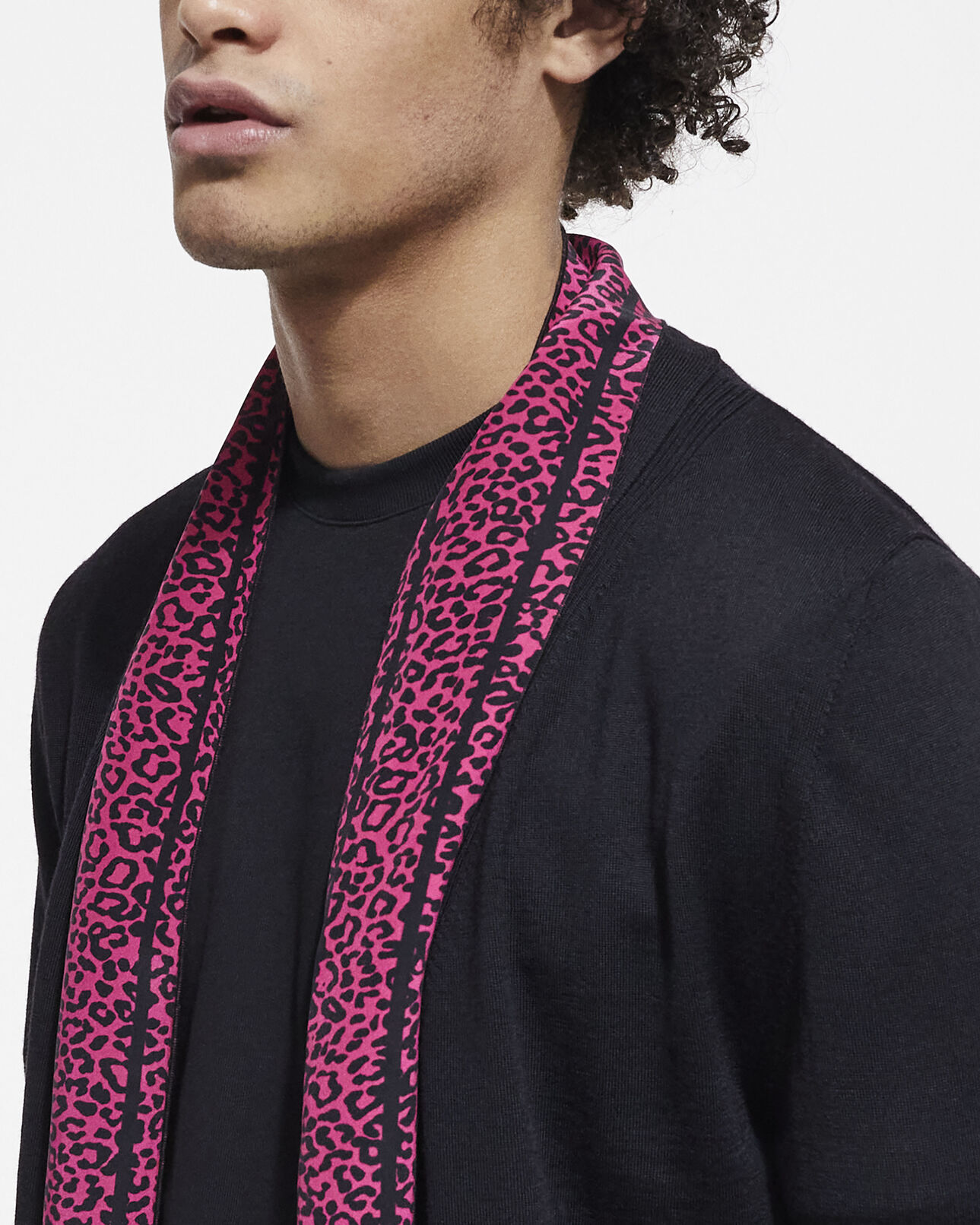 The Kooples MIXED PINK BLACK pink leopard print scarf