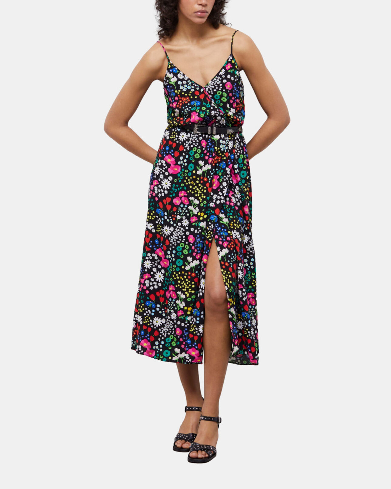 The Kooples FEMME MULTICOLOR robe portefeuille longue imprimée