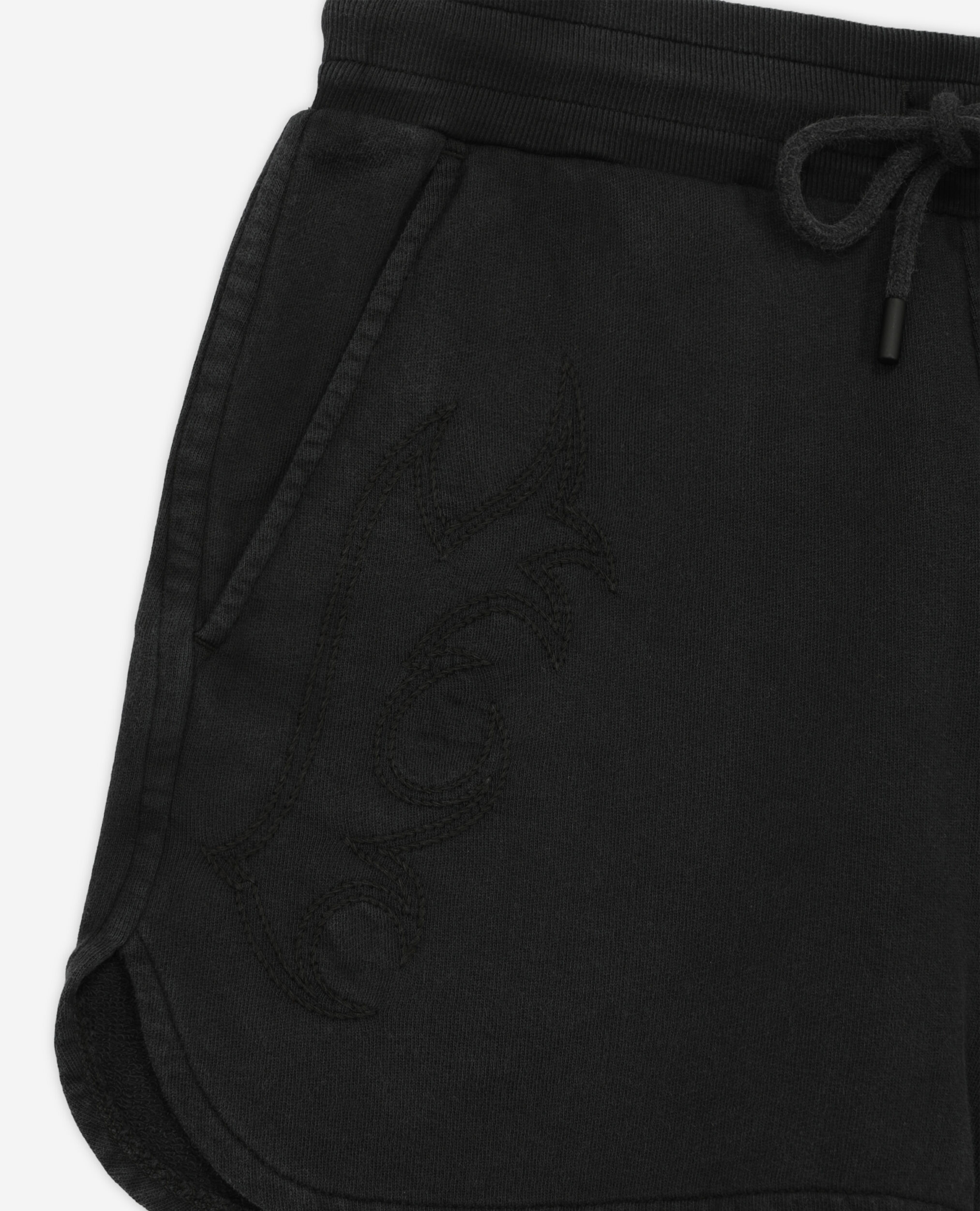 Schwarze Shorts aus Molton mit Stickereien, BLACK WASHED, hi-res image number null
