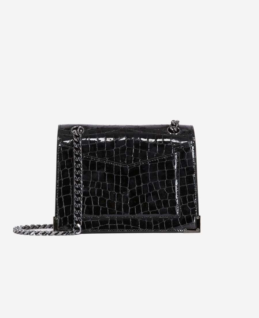 The Kooples WOMEN BLACK emily chain bag in black crocodile-effect leather