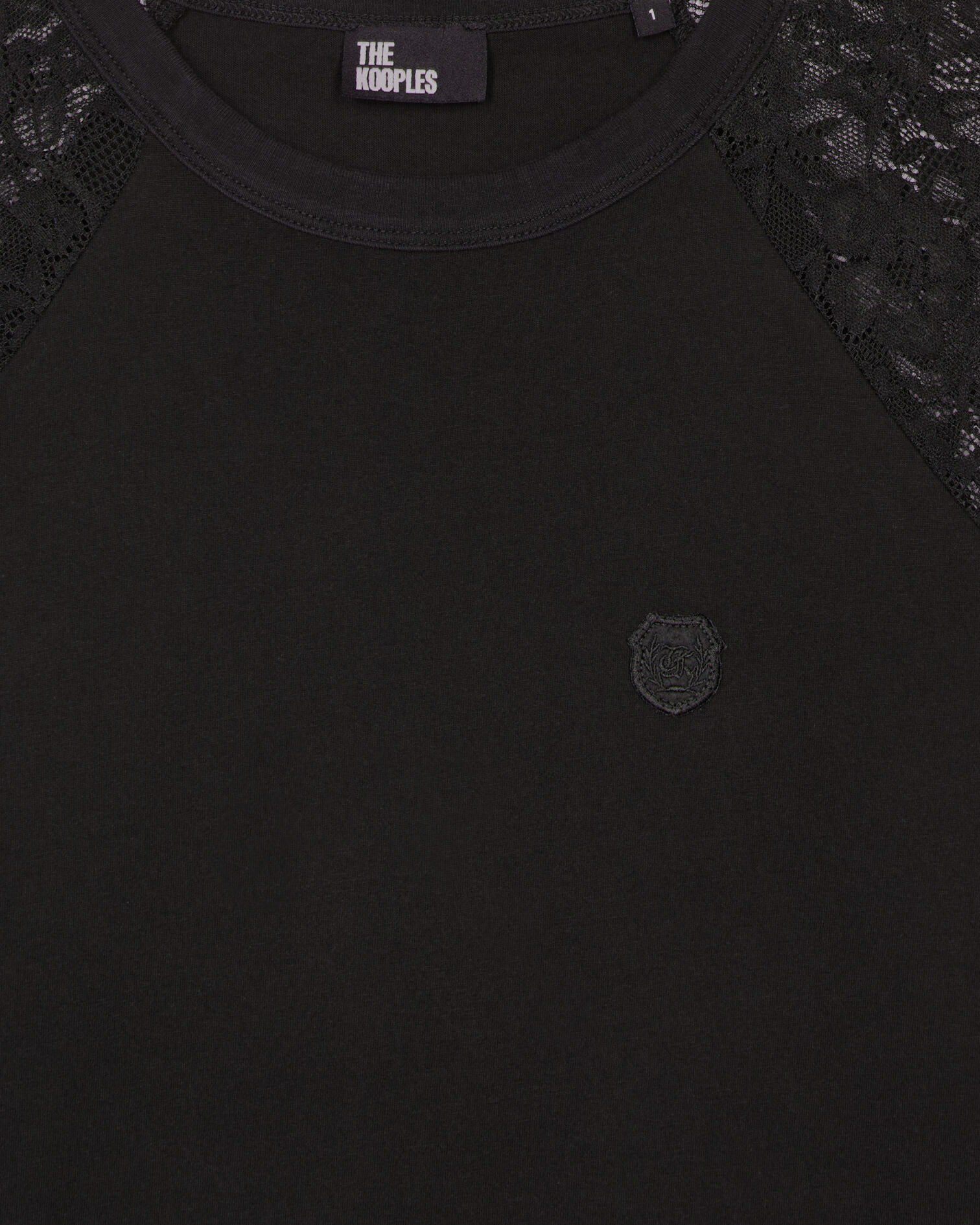 T-shirt manches longues en dentelle noir, BLACK WASHED, hi-res image number null
