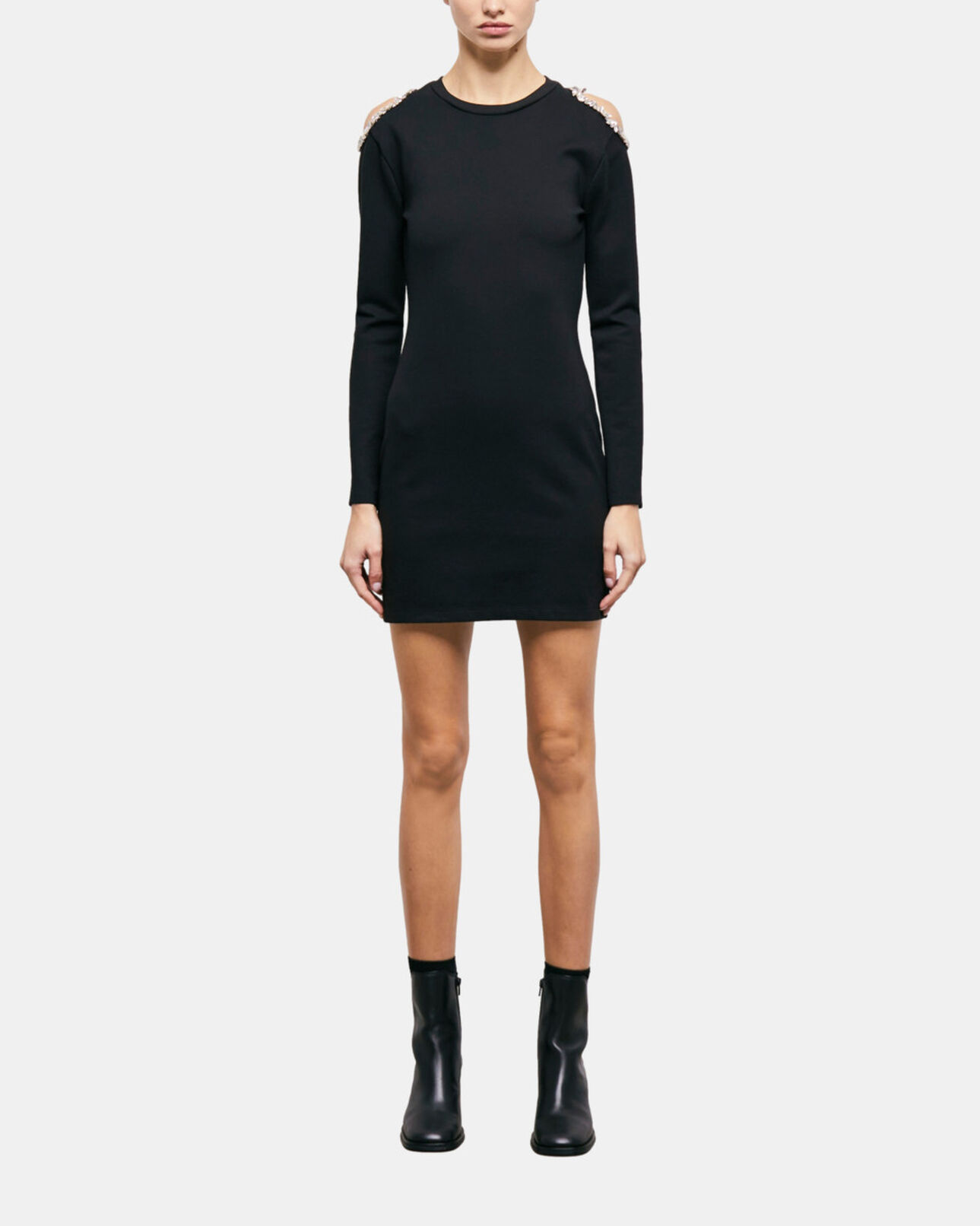 The Kooples FEMME BLACK robe courte détails épaules noire