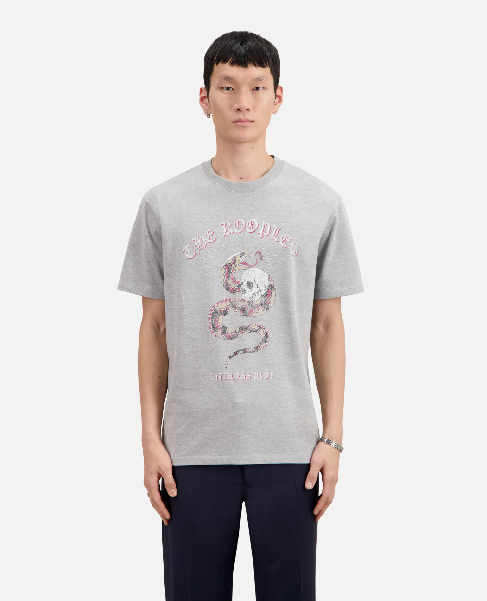 T-shirt Homme gris clair avec sérigraphie Sneaky snake, LIGHT GREY CHINE, hi-res image number null
