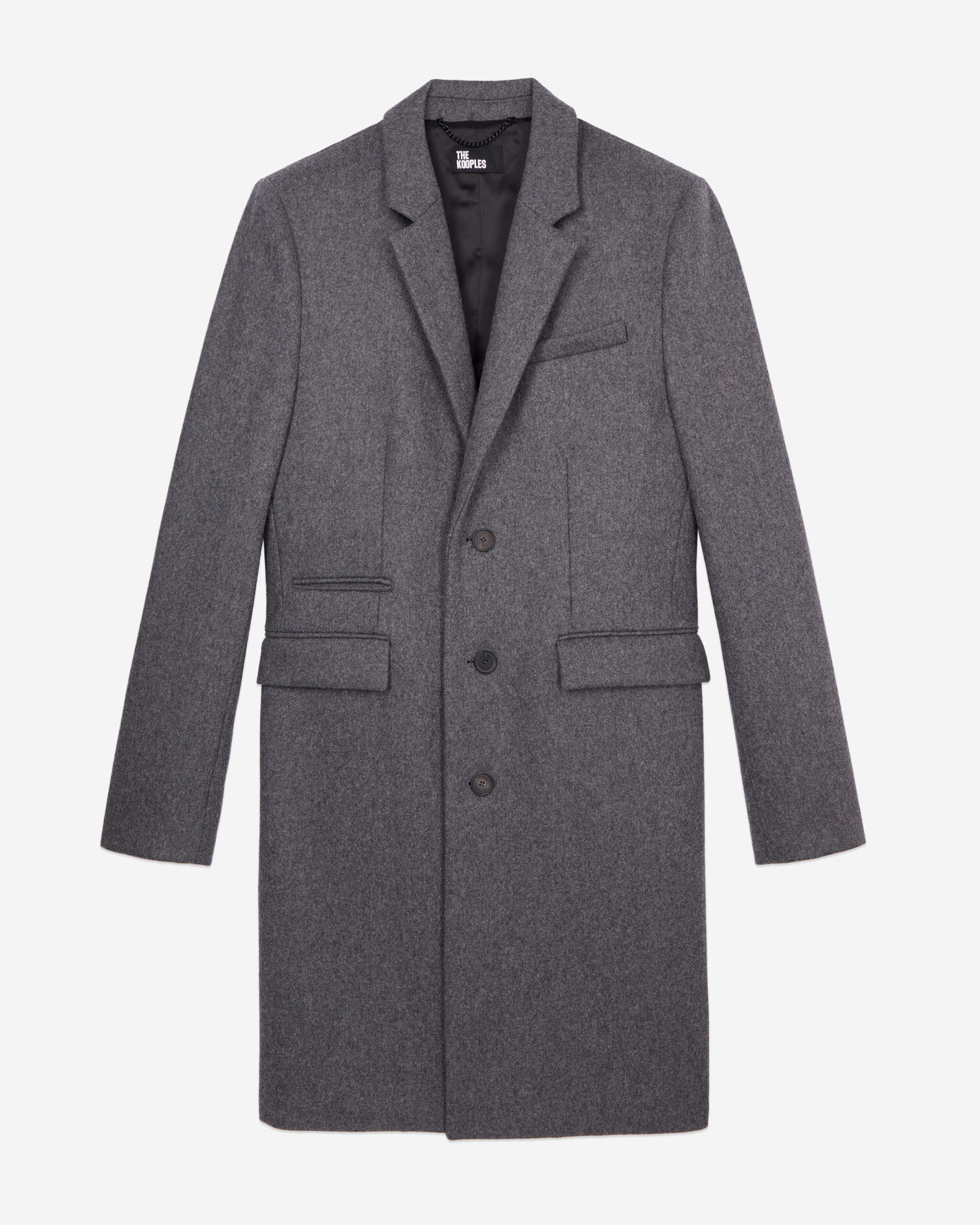 Manteau Gris chiné long en laine mélangée, GREY, hi-res image number null