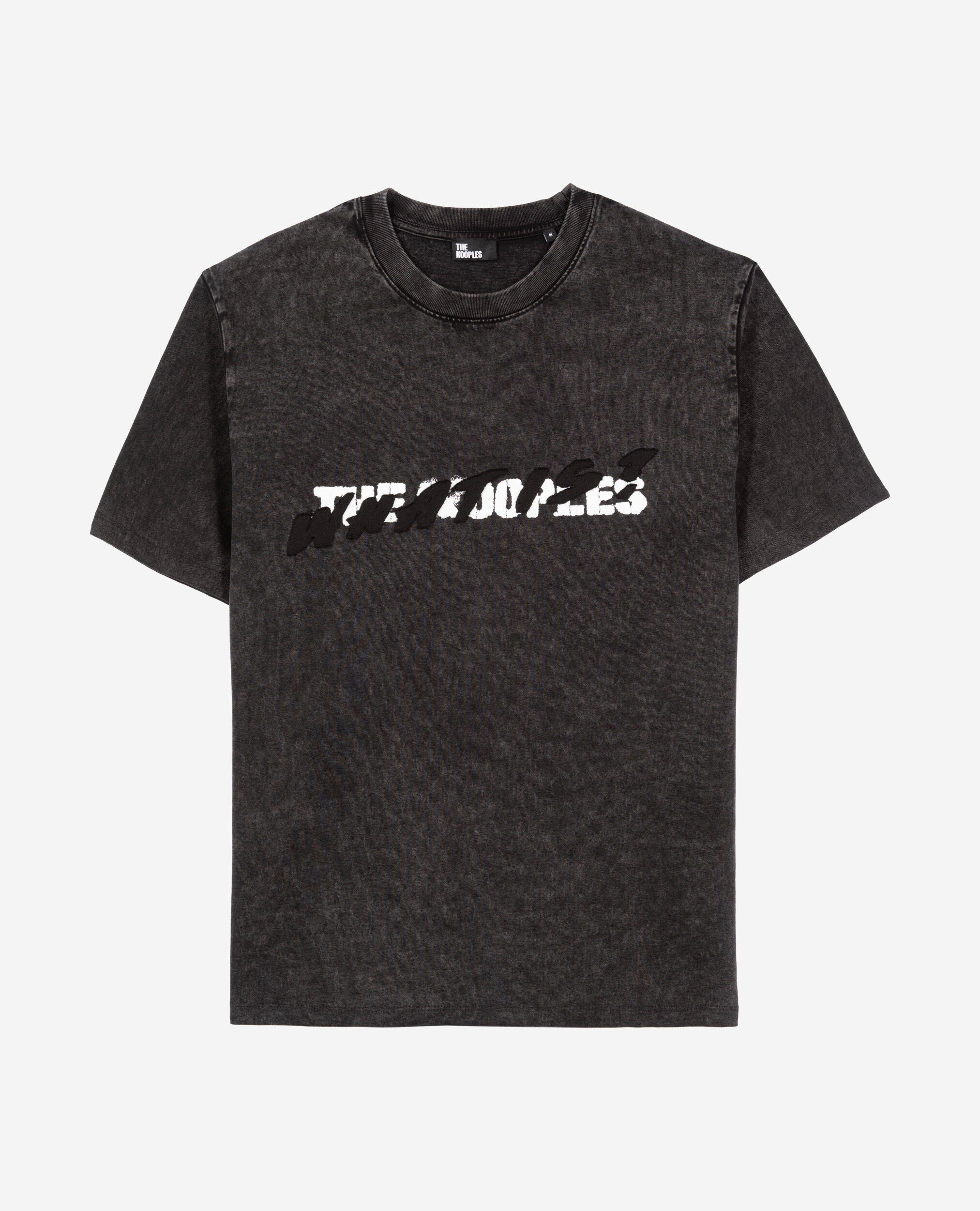 Schwarzes T-Shirt mit „What is“-Schriftzug, BLACK WASHED, hi-res image number null
