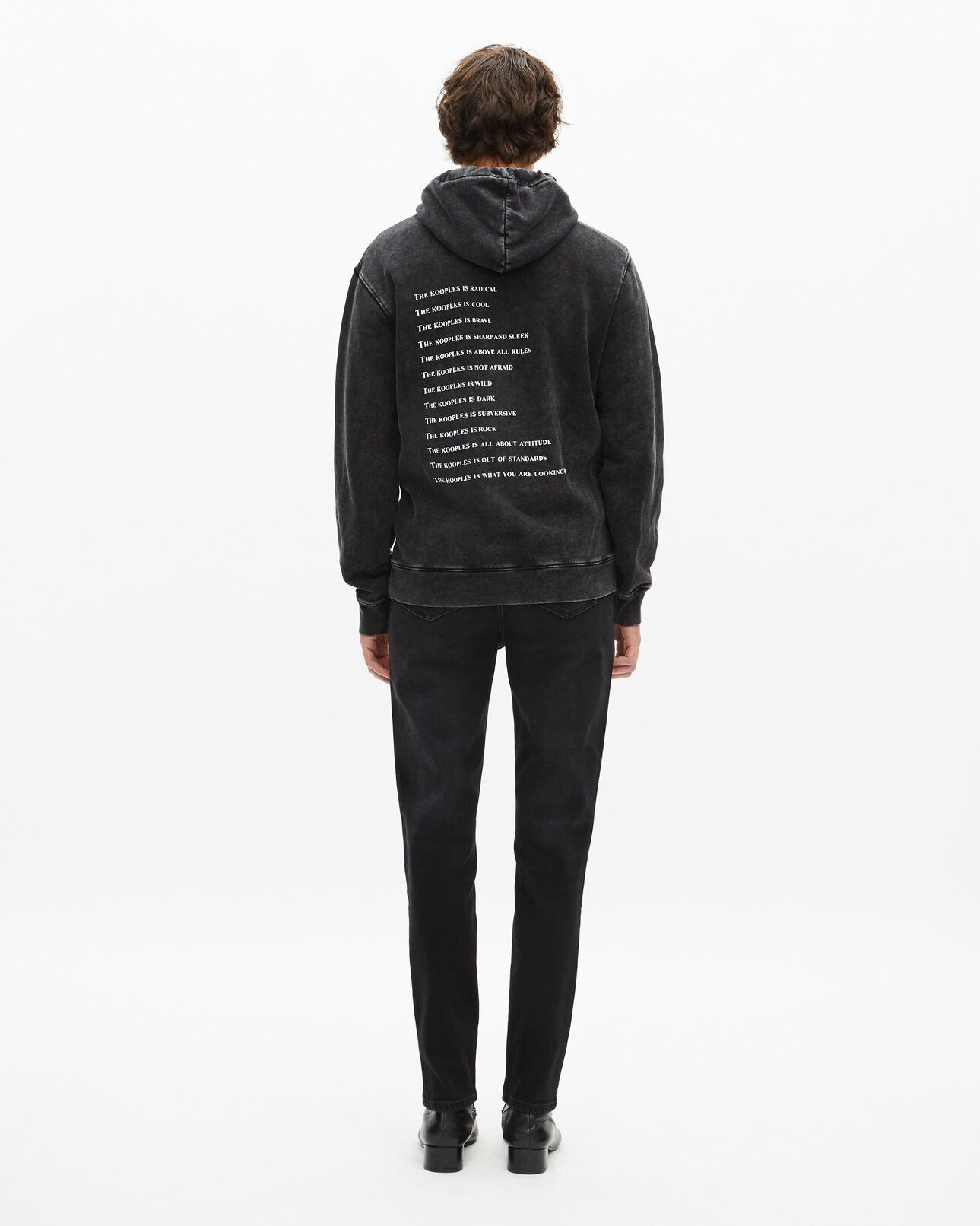 The Kooples MEN BLACK WASHED black what is hooded sweatshirt