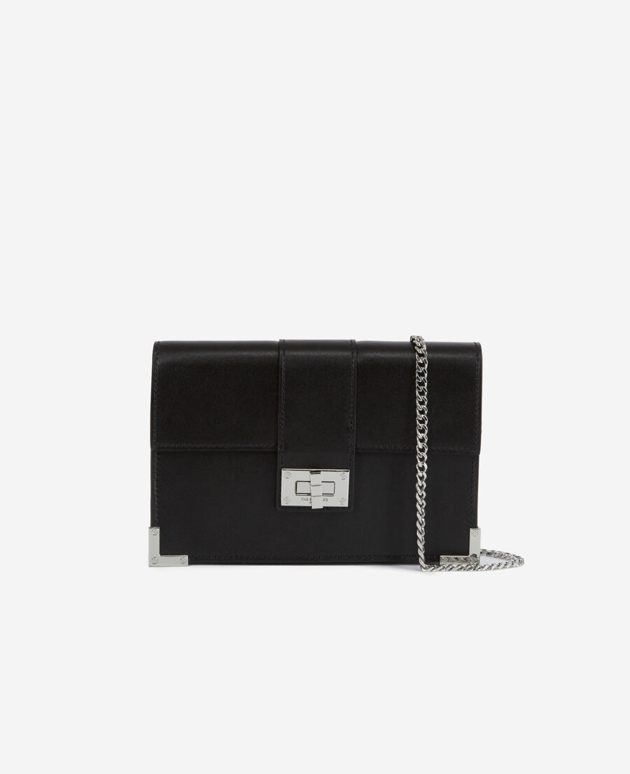 The Kooples WOMEN BLACK medium emily pouch in black leather