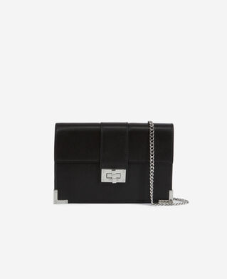 The Kooples WOMEN BLACK medium emily pouch in black leather