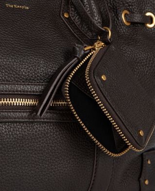 The Kooples FEMME BROWN sac cabas fronc&eacute; en cuir grain&eacute; marron