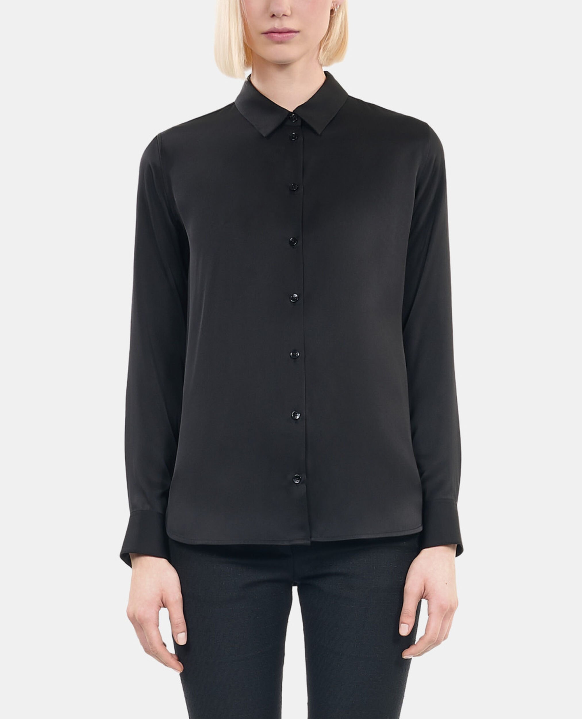 Chemise en soie noire, BLACK, hi-res image number null