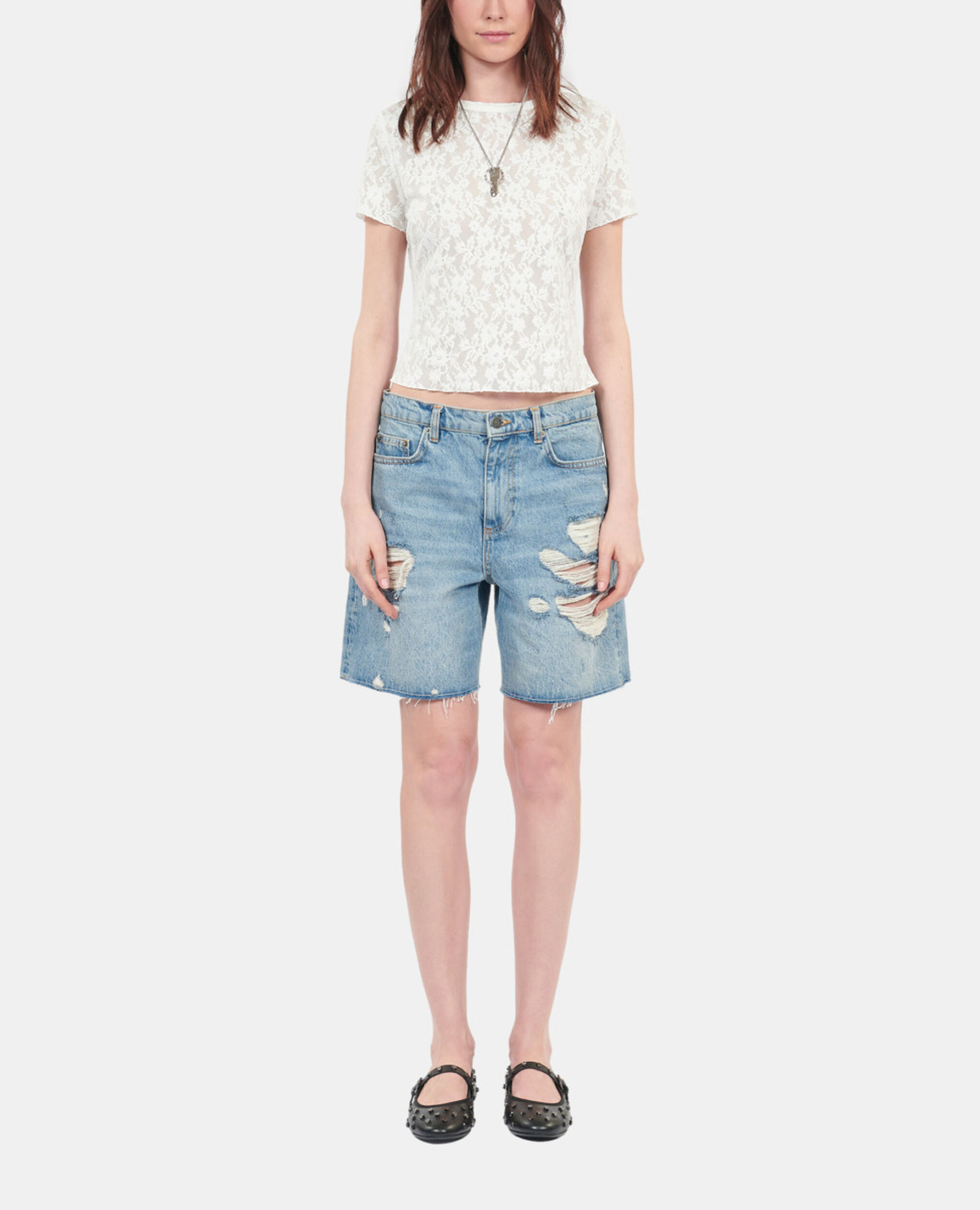 Ecru lace top, ECRU, hi-res image number null