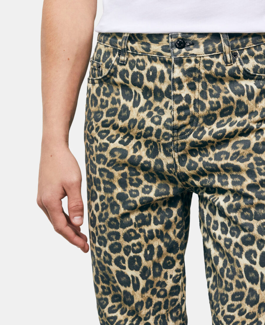 jean droit léopard