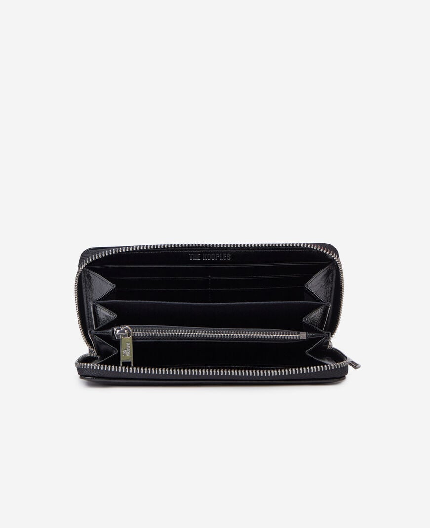 The Kooples MIXED BLACK black leather blazon wallet