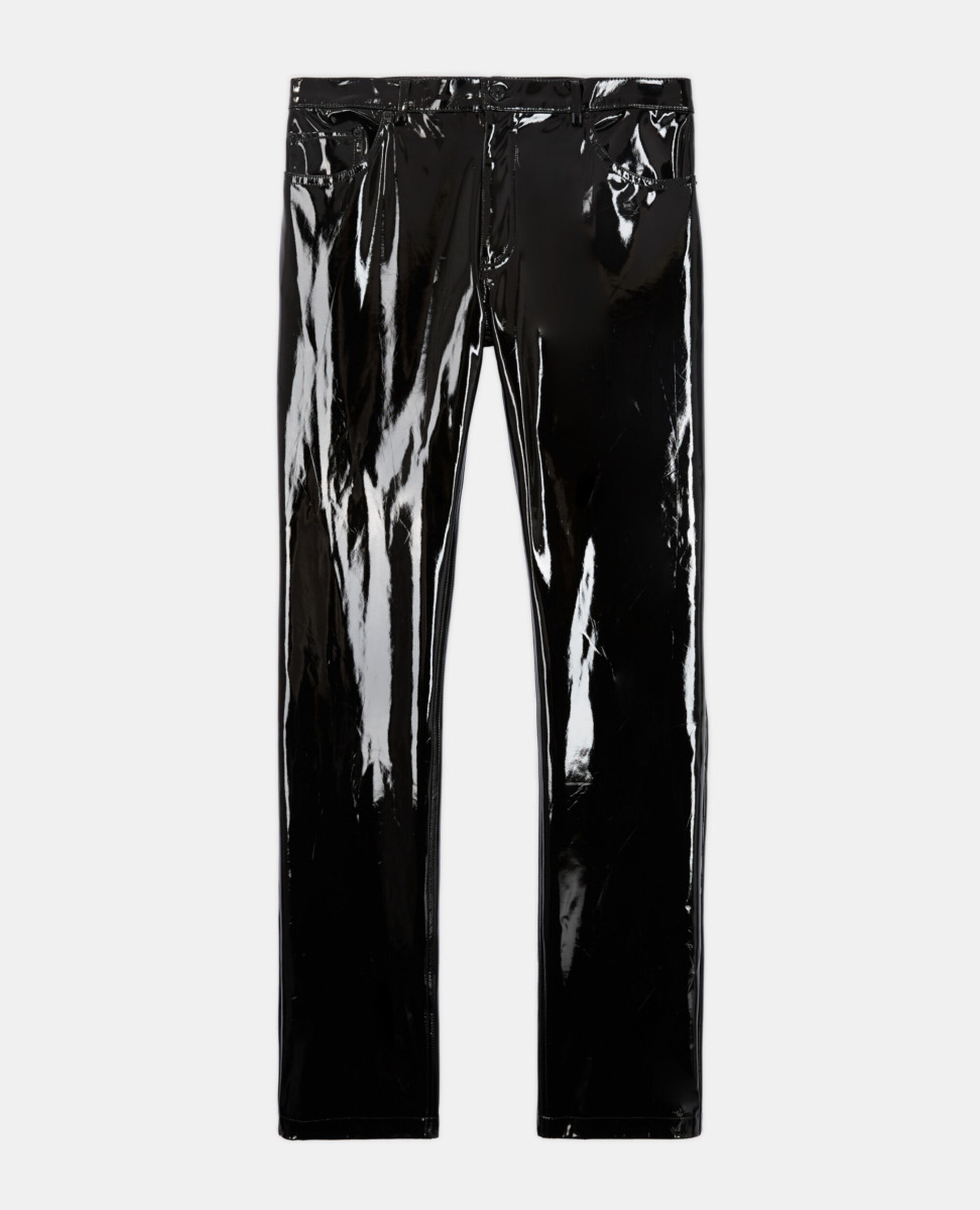 Jean en cuir effet vinyle noir, BLACK, hi-res image number null