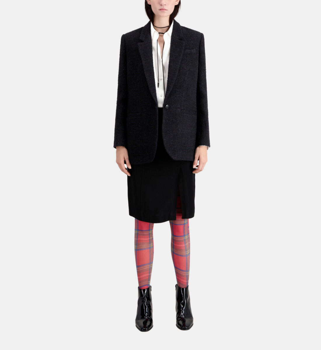 Black tweed blazer with lurex details The Kooples