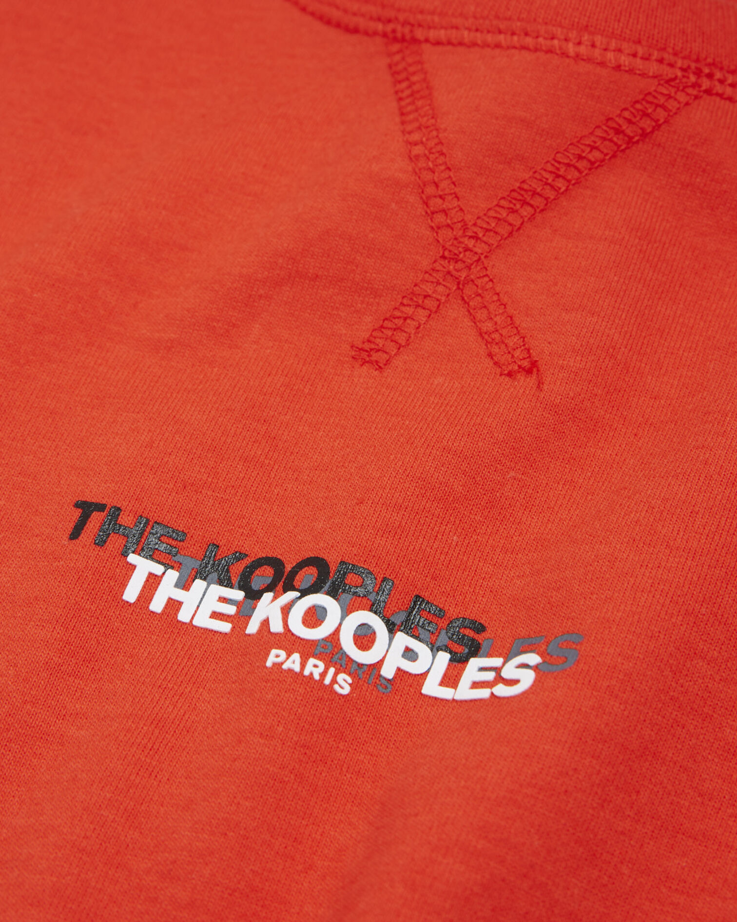Red cotton T-shirt with triple logo, RED, hi-res image number null