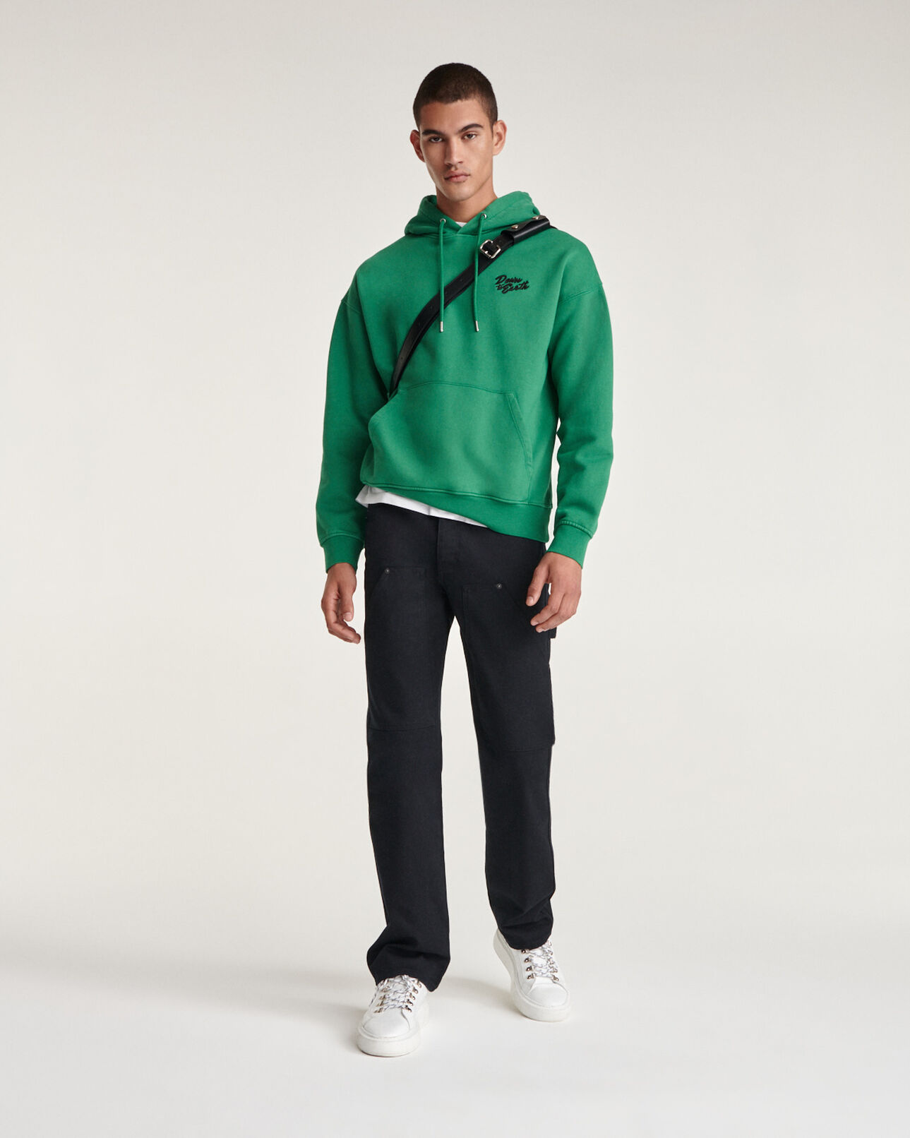 The Kooples HOMME GREEN sweat capuche vert coton à logo