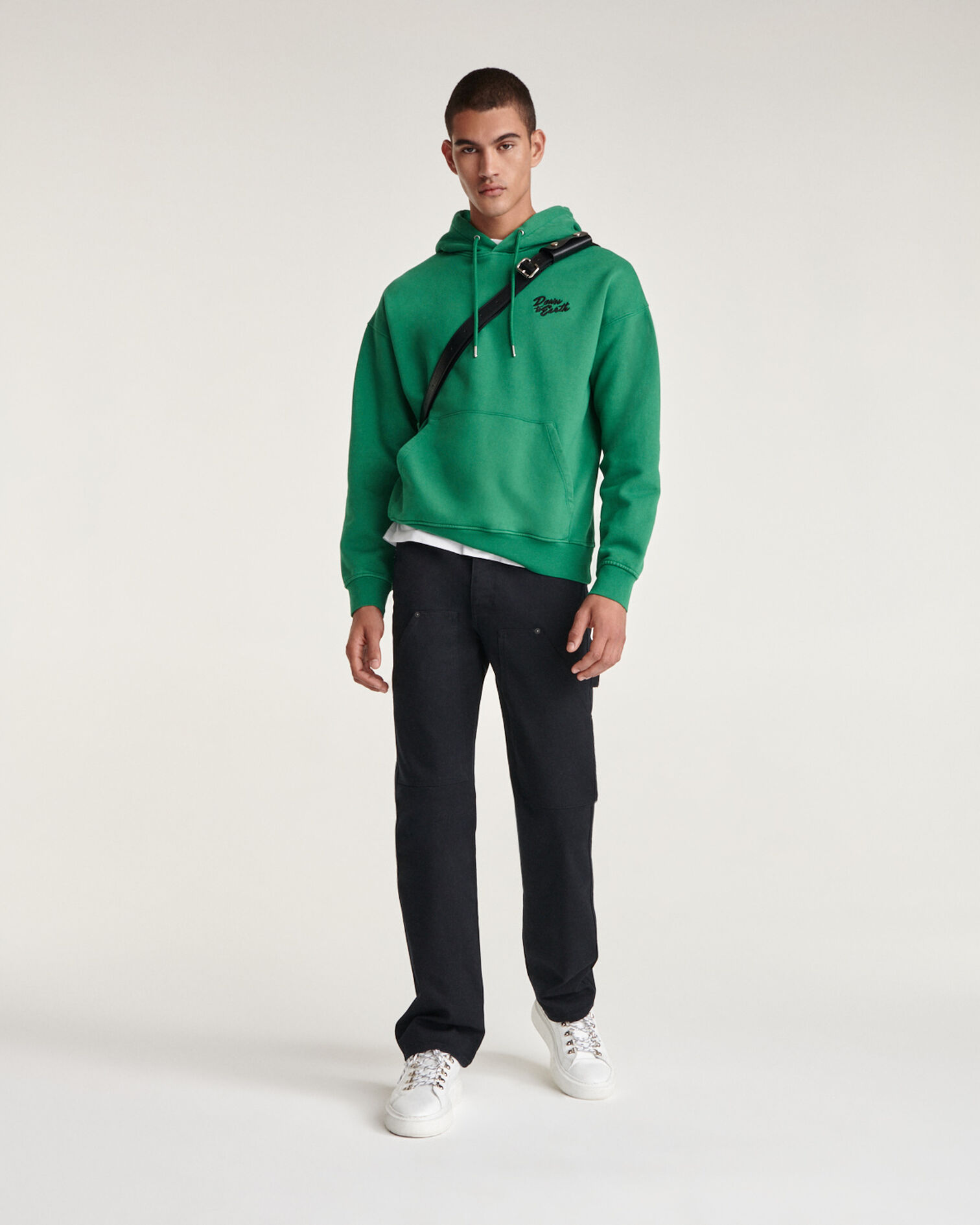 Sweat capuche vert coton à logo, GREEN, hi-res image number null