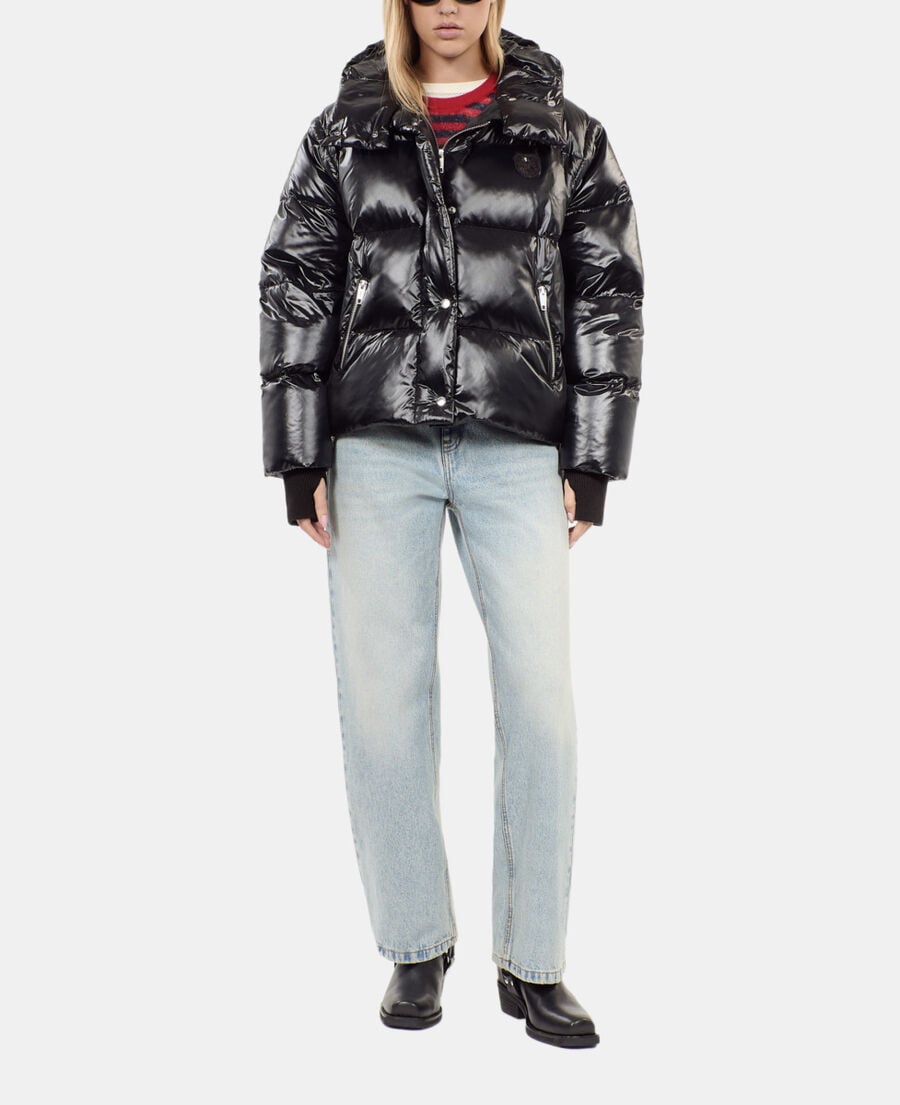 The Kooples WOMEN BLACK black down jacket with detachable sleeves