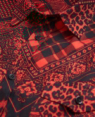The Kooples H BLACK - RED printed shirt with classic collar