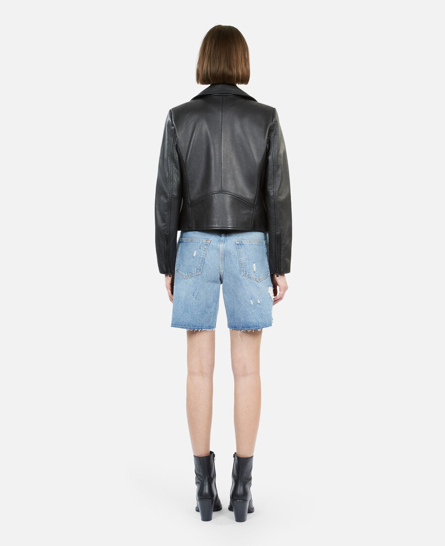 blouson en cuir noir