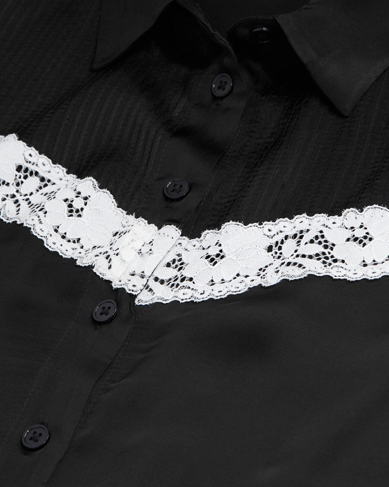 The Kooples FEMME BLACK chemise noire avec détail en dentelle