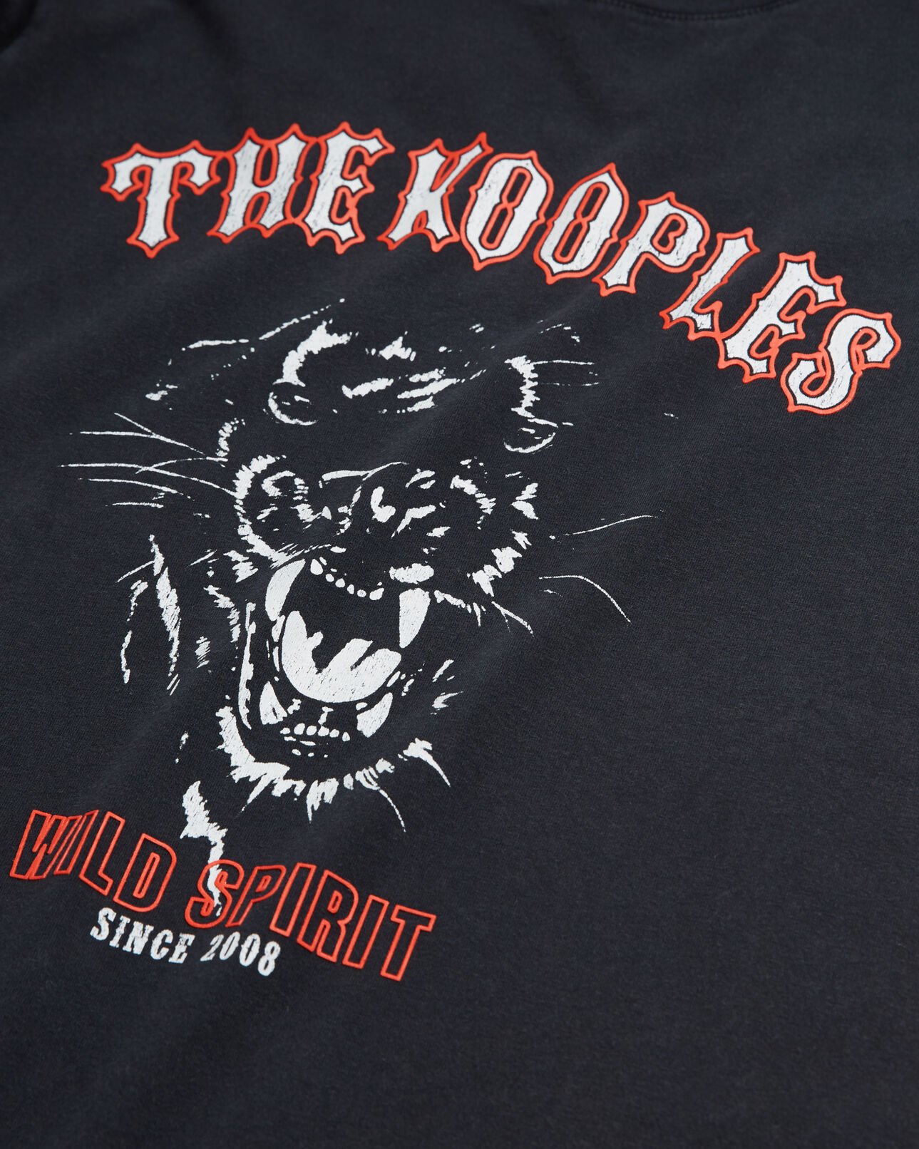 The Kooples F BLACK WASHED women's black screen print t-shirt