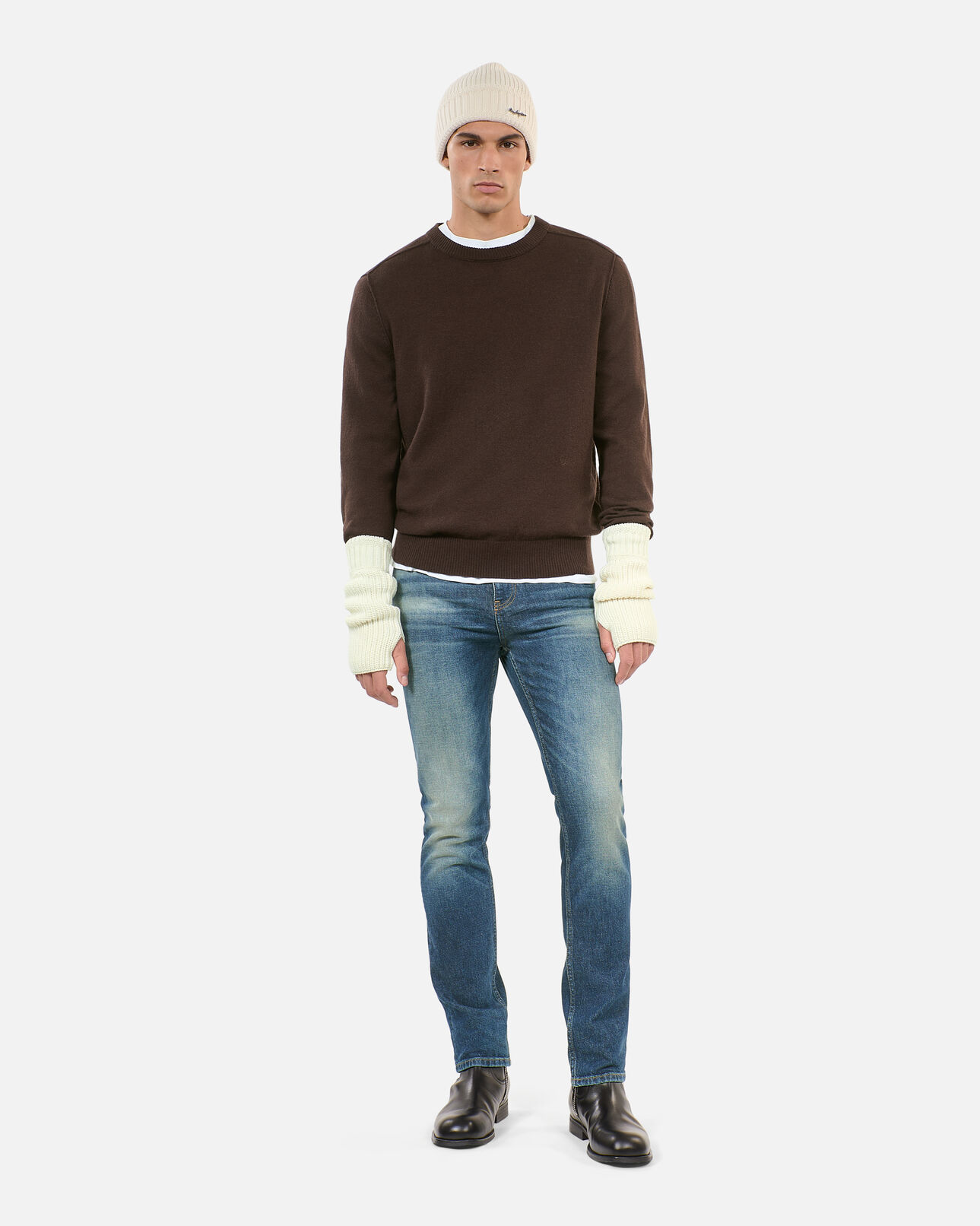 The Kooples HERREN DARK BROWN brauner wollpullover
