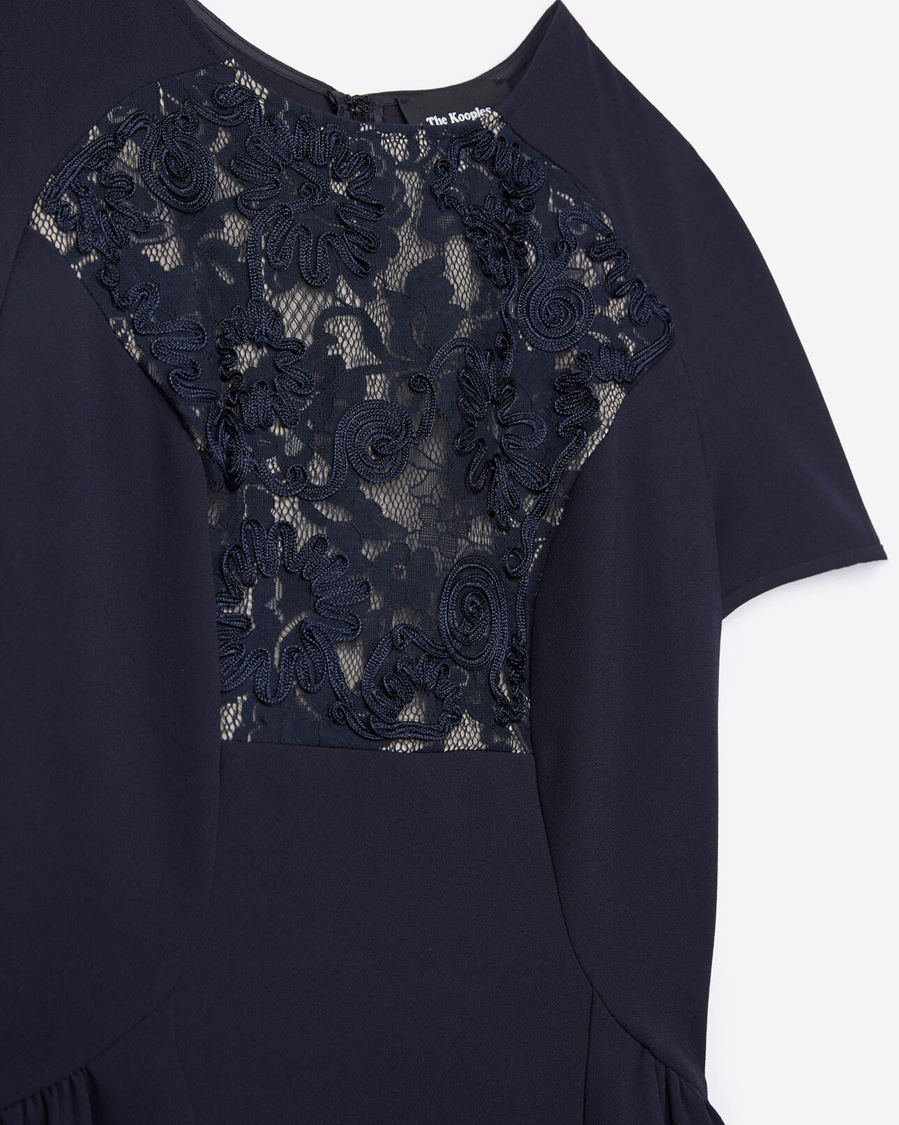 The Kooples FEMME NAVY robe noire à plastron dentelle