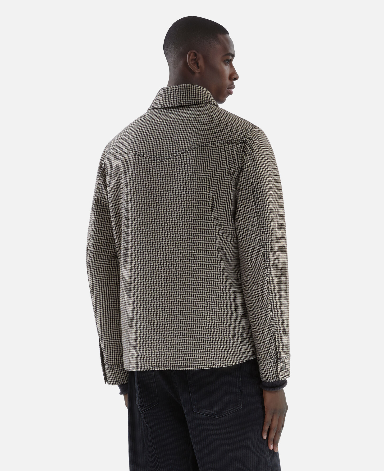 The Kooples HOMME BROWN blouson style surchemise pied de poule marron et écru