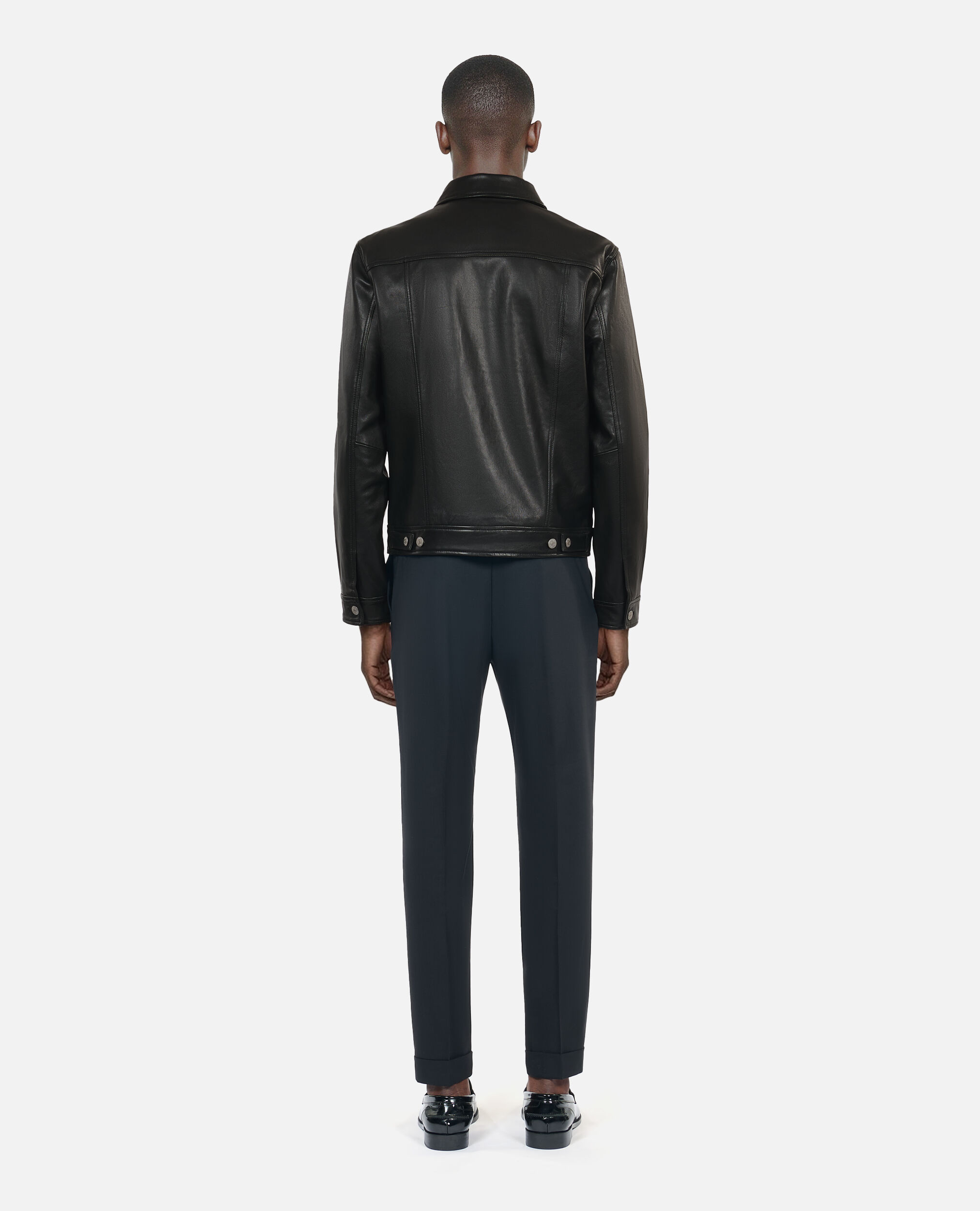 Blouson en cuir noir, BLACK, hi-res image number null