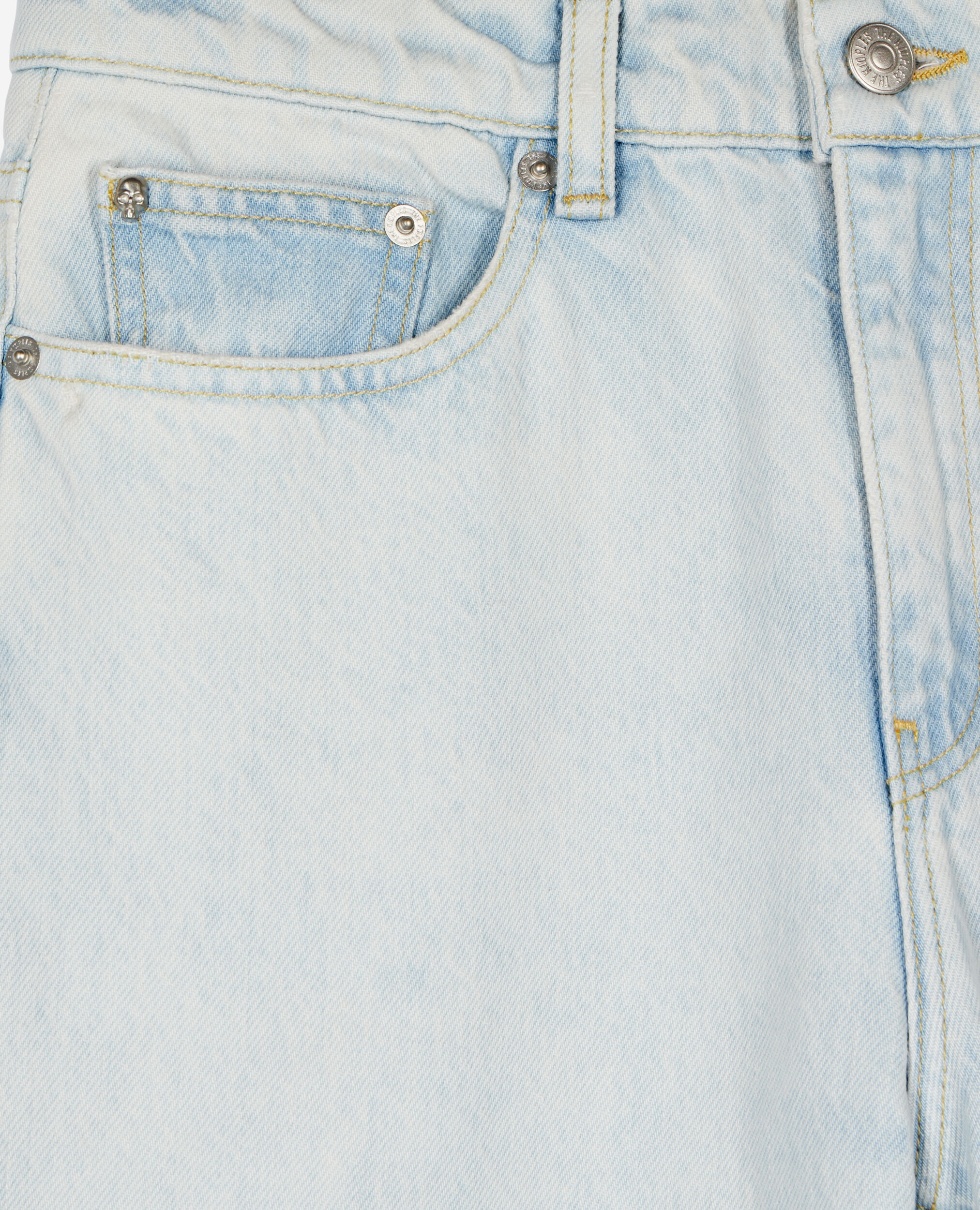 Hellblaue, verwaschene Jeans mit geradem Bein, BLUE BLEACHED / NAVY, hi-res image number null