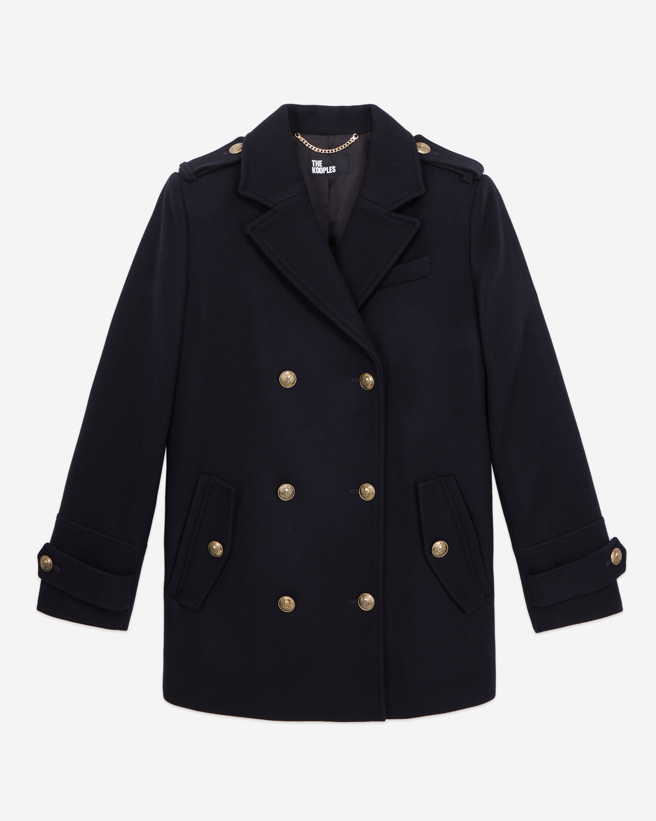 The Kooples WOMEN DARK NAVY navy blue wool-blend pea coat