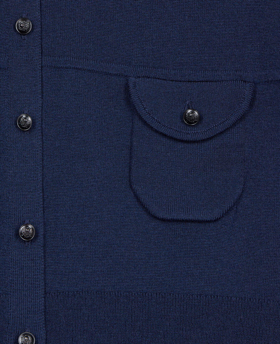 The Kooples WOMEN NAVY navy blue wool cardigan