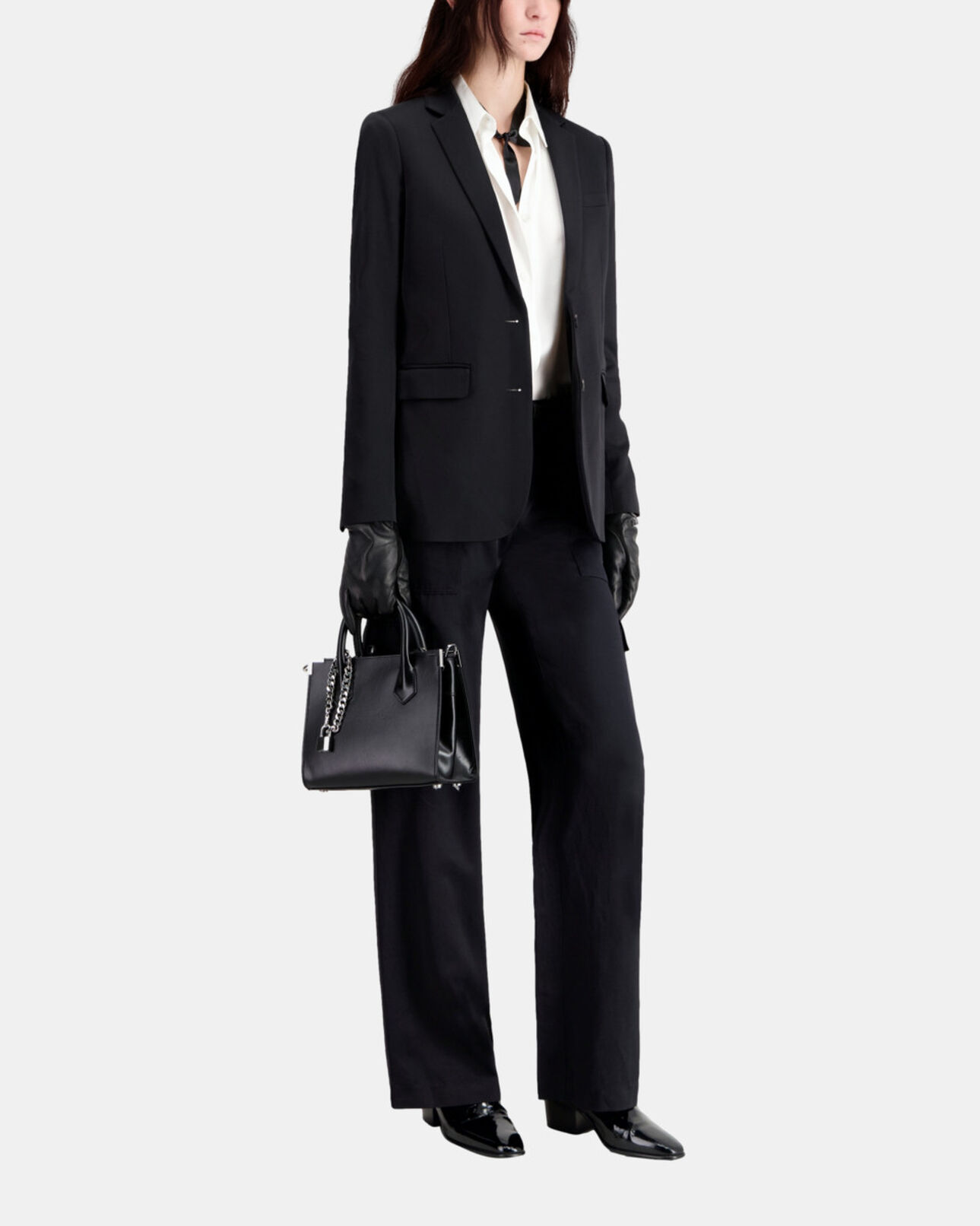 The Kooples DAMEN BLACK schwarze anzugjacke aus satin