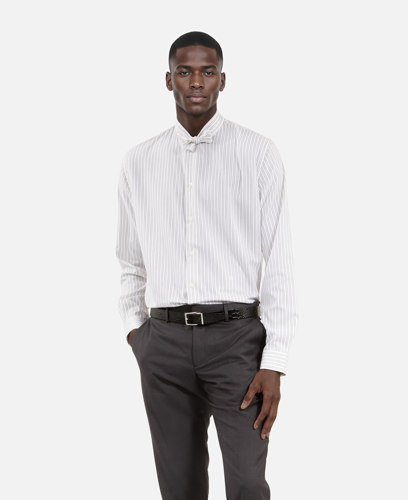 The Kooples HOMBRE BLACK WHITE camisa rayas finas blanca
