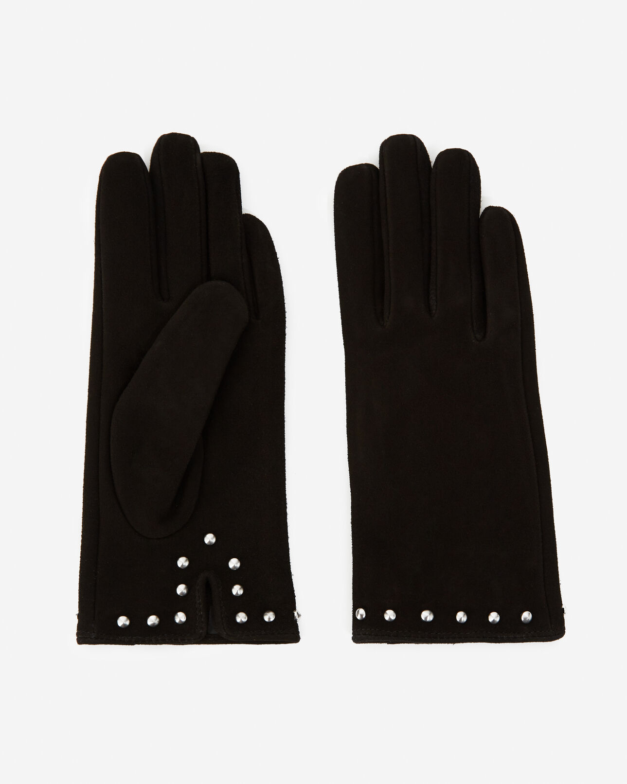 The Kooples MUJER BLACK guantes negros piel ante tachuelas plateadas