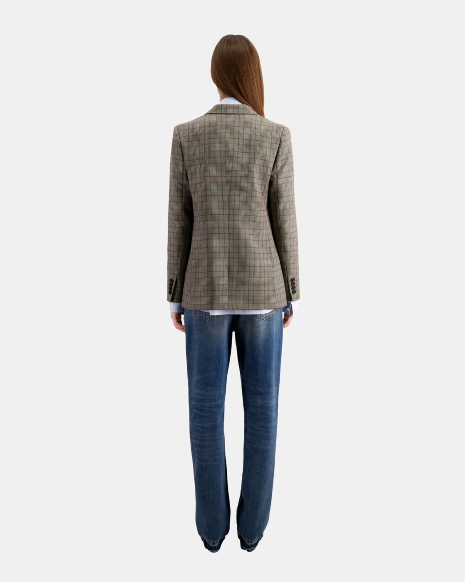 Glencheck-Blazer in Beige und Bordeaux, ECRU / BLACK / BURGUNDY, hi-res image number null