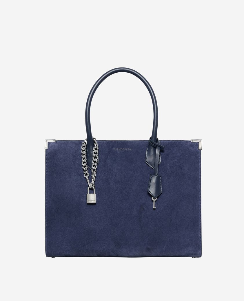 The Kooples WOMEN NAVY ming l tote bag in navy suede