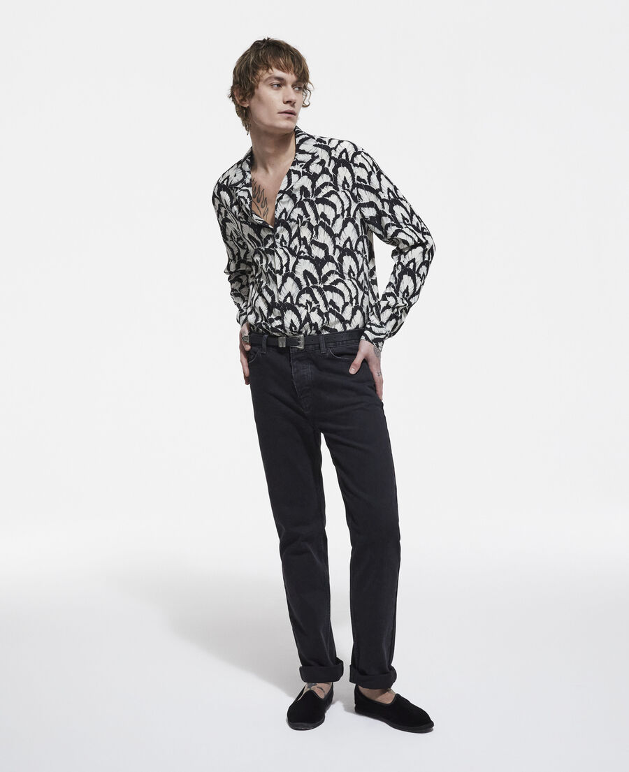 chemise col hawaïen en soie imprimée
