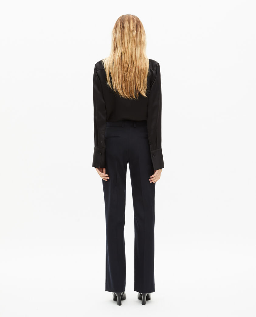 The Kooples WOMEN DARK NAVY navy wool blend straight-leg tailored pants