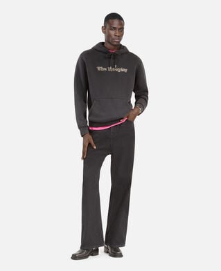 The Kooples HERREN BLACK WASHED sweatshirt logo mit kapuze schwarz