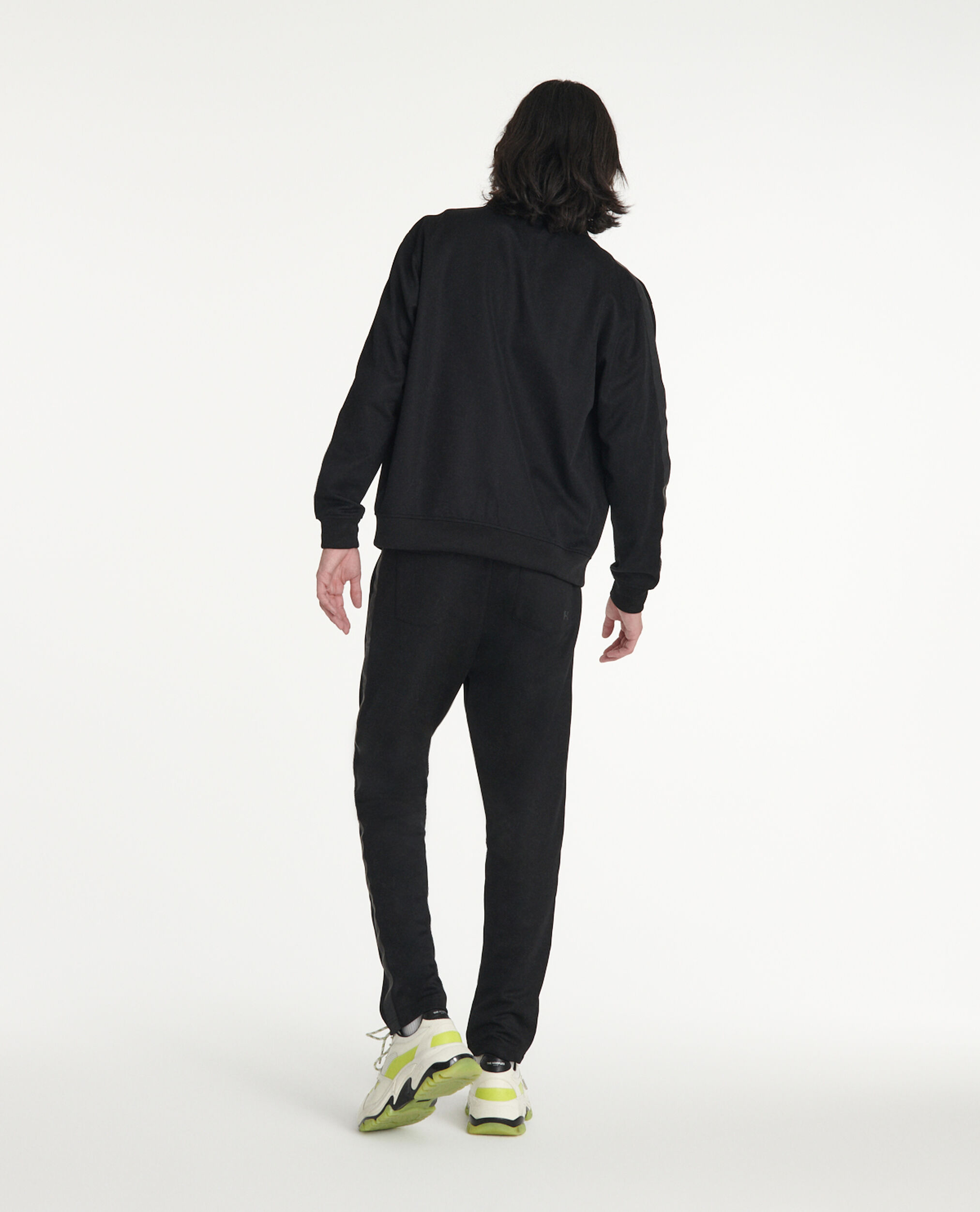 Jogging negro algodón banda logotipo, BLACK, hi-res image number null